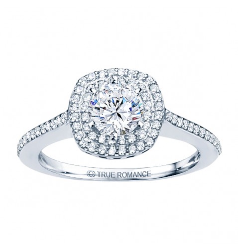 Round Cut Double Halo Diamond Engagement Ring