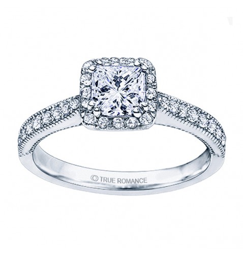 Princess Cut Halo Diamond Engagement Ring