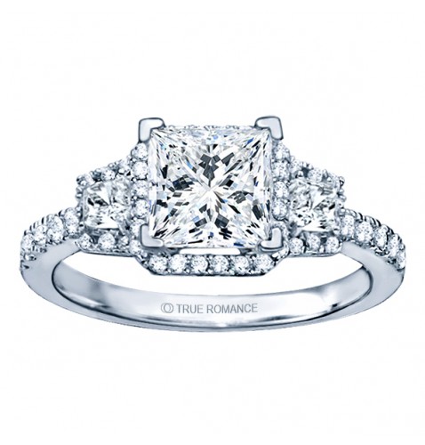 Princess Cut Halo Diamond Engagement Ring