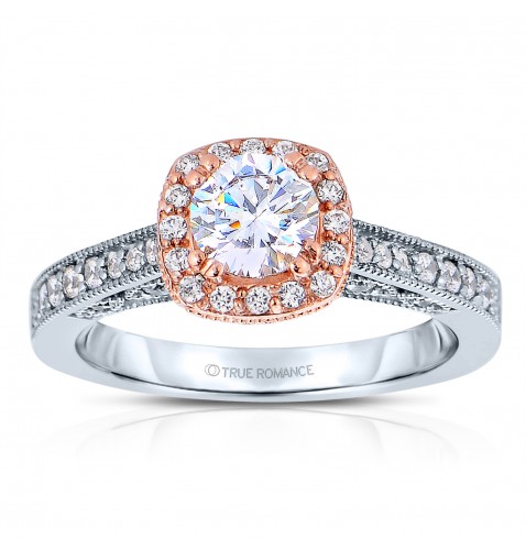 Round Cut Halo Diamond Vintage Engagement Ring