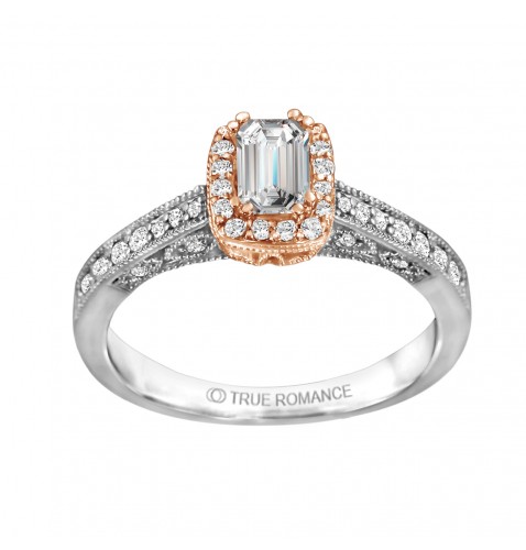 Emerald Cut Halo Diamond Vintage Engagement Ring