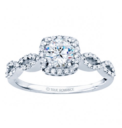 Round Cut Halo Diamond Infinity Engagement Ring
