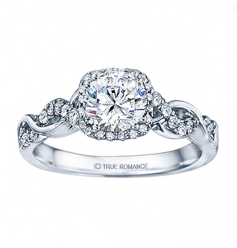Round Cut Halo Diamond Infinity Engagement Ring