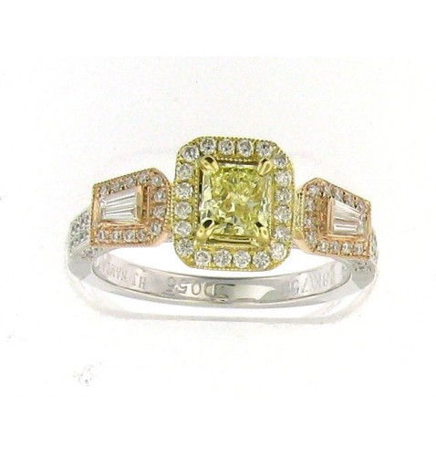 Fancy Yellow Three Stone Ring