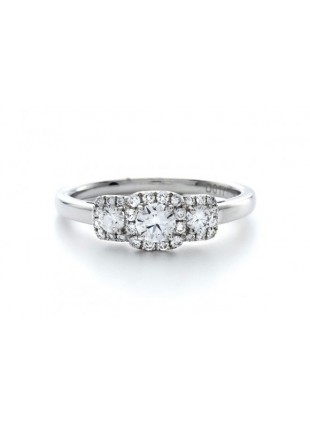 Center of My Universe™ Three Stone Cushion Halo Ring